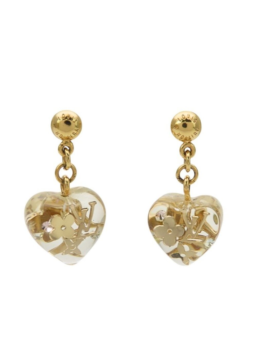 Louis Vuitton Earrings Boucles D'oreilles Cool Ankle John Metal Plastic Gold